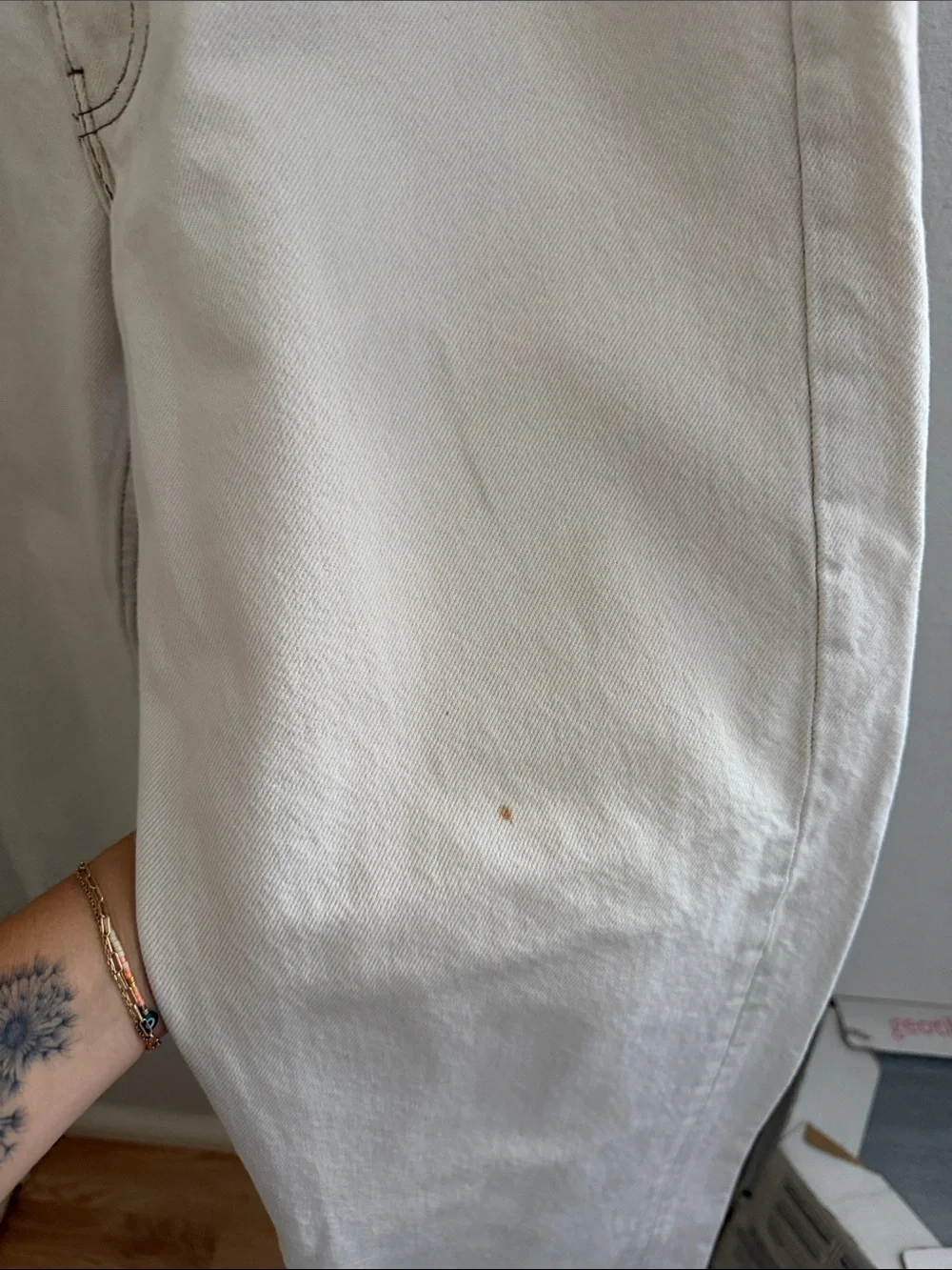 Vintage white bleached 1993 501s tag size 38x32 but hemmed to 29”